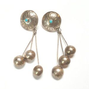 Navajo Concho Earrings Turquoise